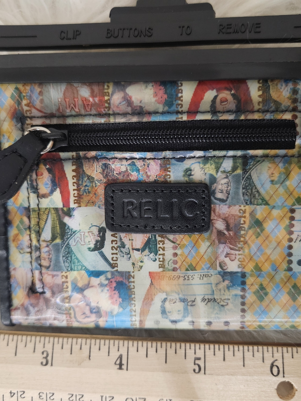 Relic Multicolor Patterned Wallet with Black Trim